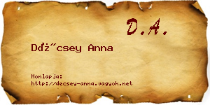 Décsey Anna névjegykártya