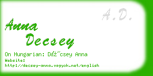 anna decsey business card